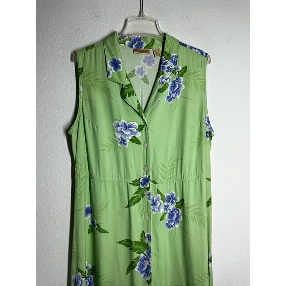Original Island Sport Romantic Hawaiian Dress Button Down Sleeveless Size 16 - Picture 2 of 14